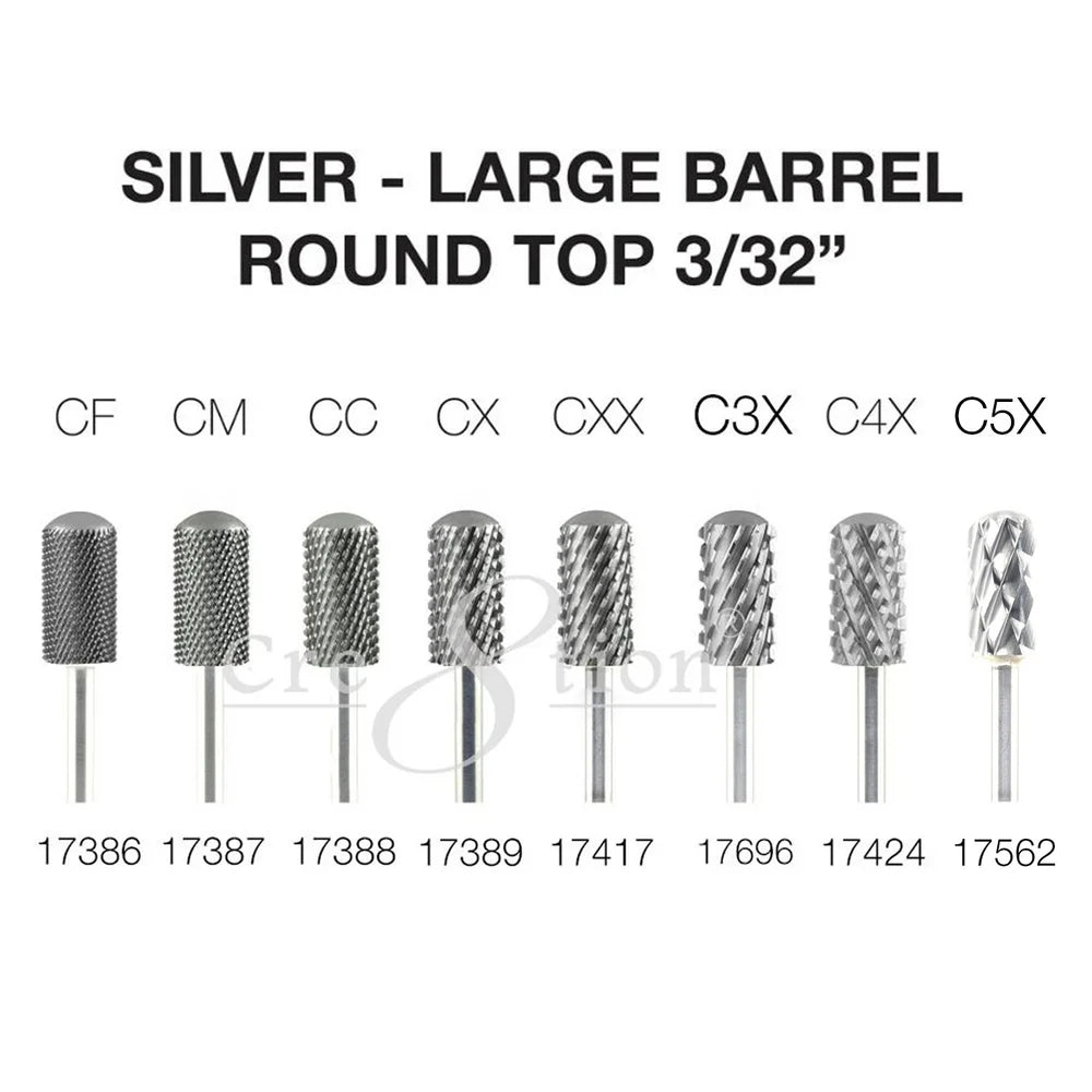 CRE8TION SILVER CARBIDE LARGE BARREL ROUND TOP 3/32"