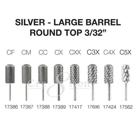 CRE8TION SILVER CARBIDE LARGE BARREL ROUND TOP 3/32"