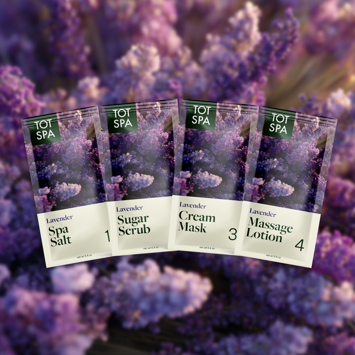 TOT 4 Step Spa Kit Lavender pouches