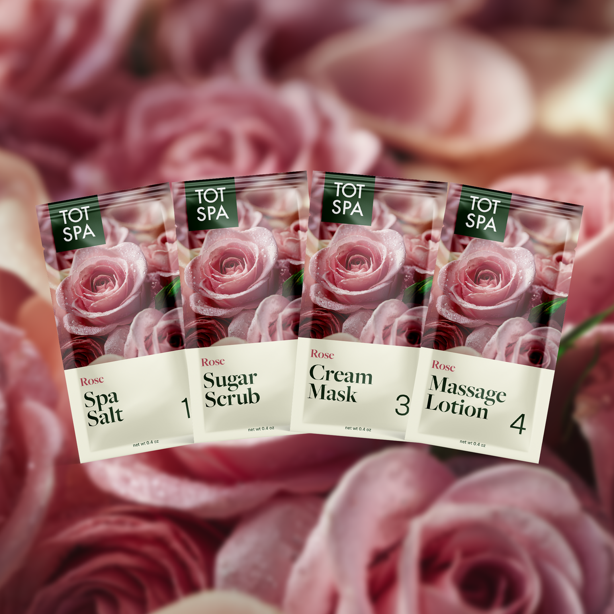 TOT 4 Step Spa Kit Rose pouches