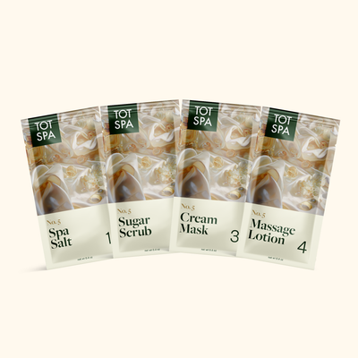 TOT SPA 4 Step Spa Kit + SACH Fragrance No5 case pouch spread