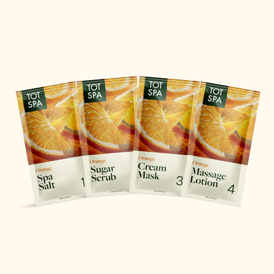 TOT SPA 4 Step Spa Kit + SACH Fragrance Orange case pouch spread