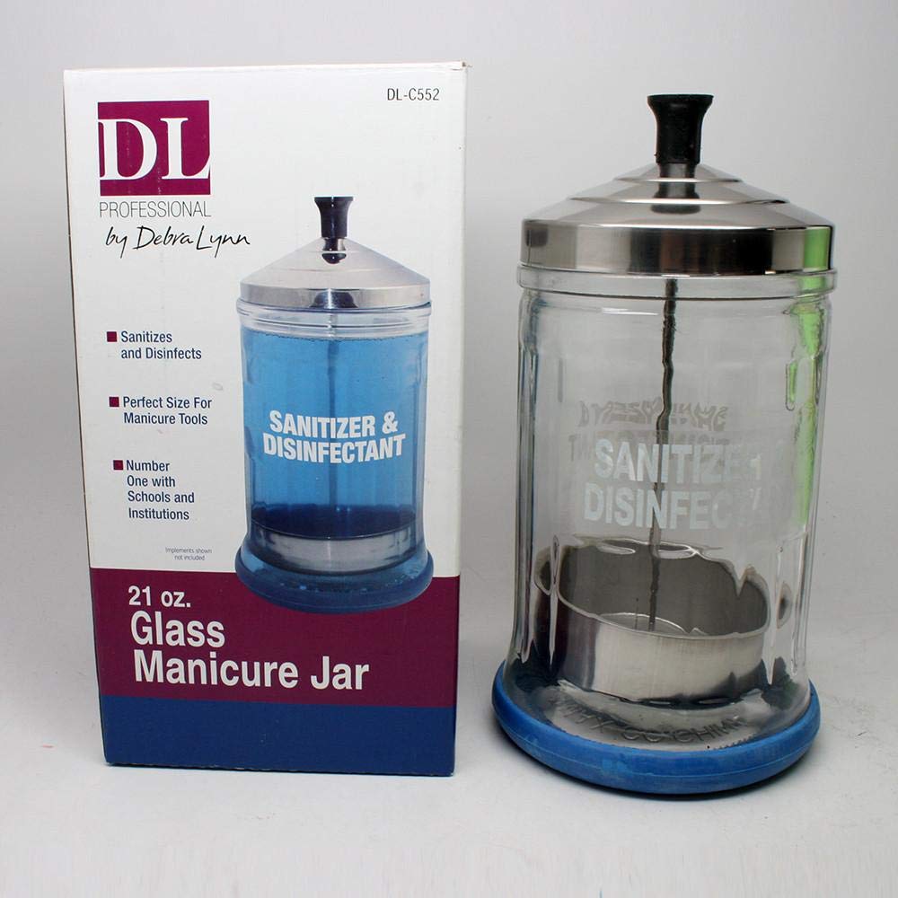 DL PROFESSIONAL GLASS MANICURE JAR SANITIZER/DISINFECTANT (21 OZ)