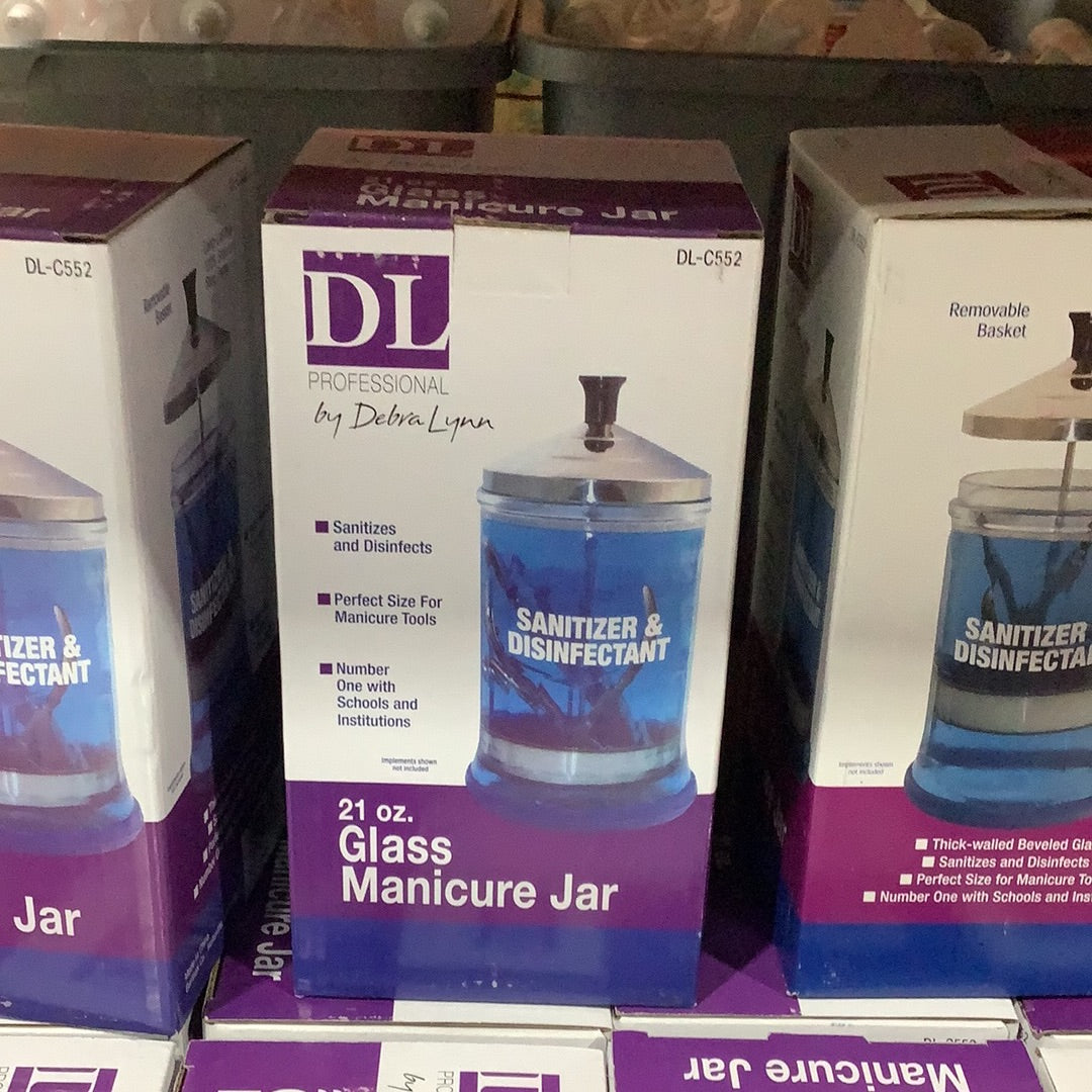 DL PROFESSIONAL GLASS MANICURE JAR SANITIZER/DISINFECTANT (21 OZ)