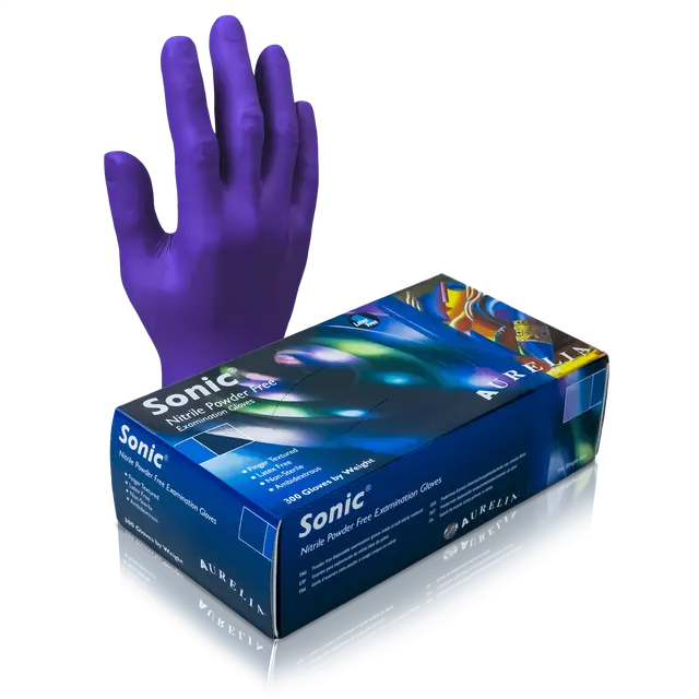 Aurelia Sonic nitrile powder free examination glove and box