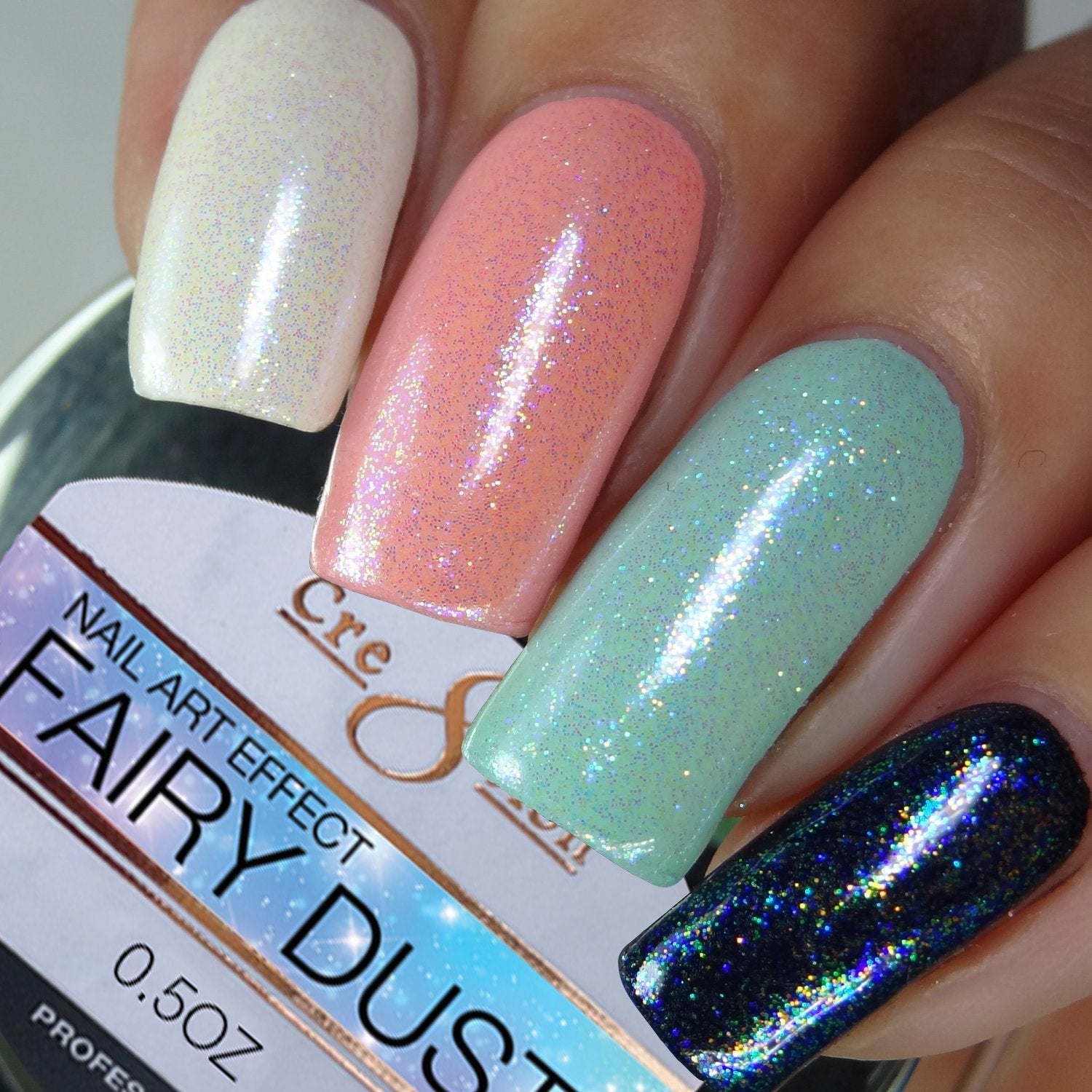 Light Blue Fairy Dust Nails That Shine