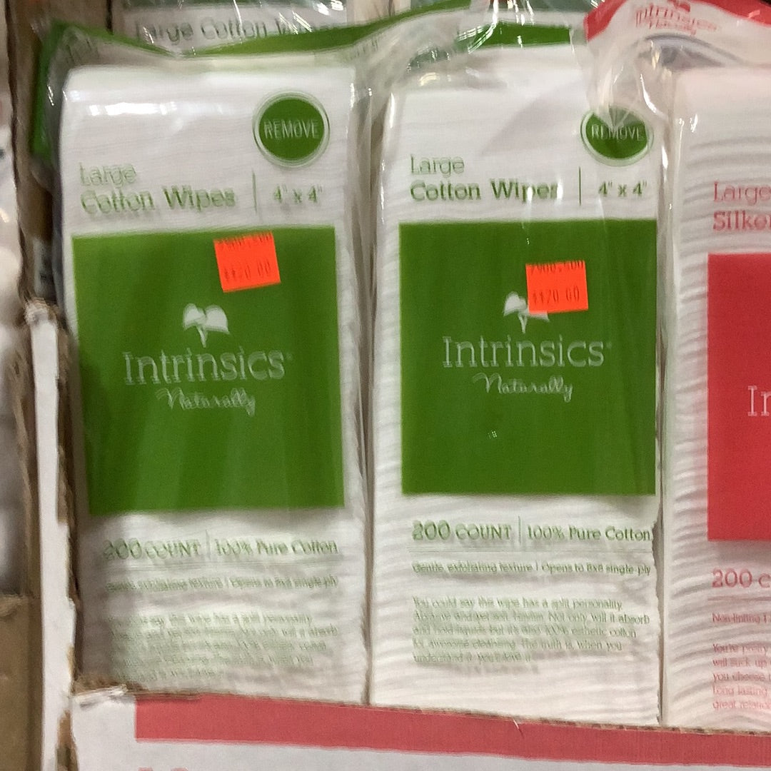 INTRINSICS LARGE COTTON WIPES (4”x4”)