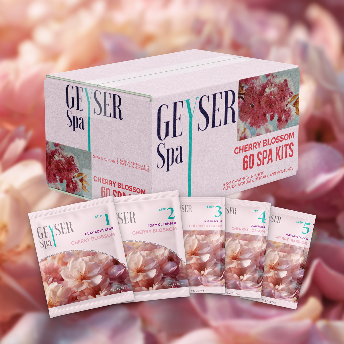 Geyser Spa Cherry Blossom case and pouches