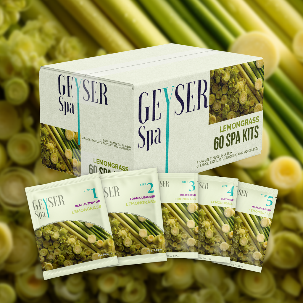 Geyser Spa Lemongrass case and pouches