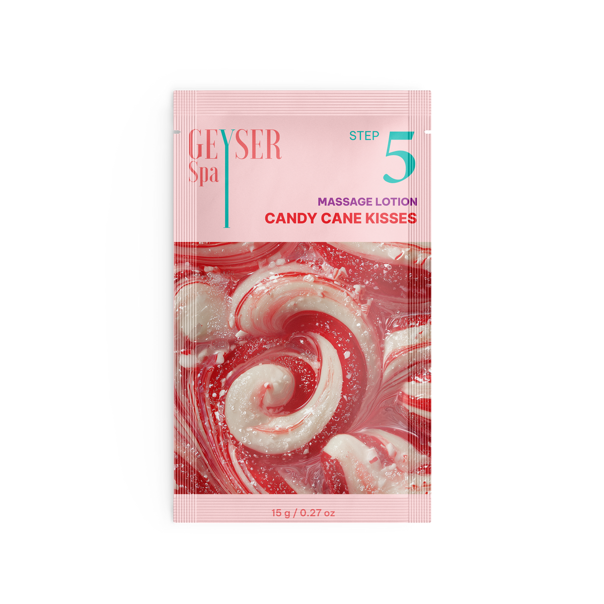 Geyser Spa Candy Cane Kisses Step 5 Massage Lotion pouch