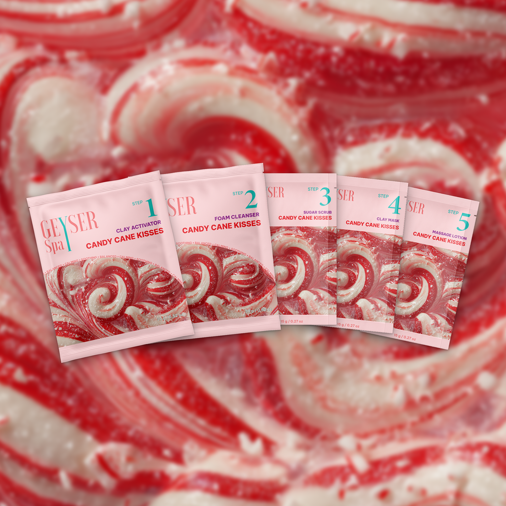 Geyser Spa 5 Step Pedicure Kit Candy Cane Kisses, all 5 pouches