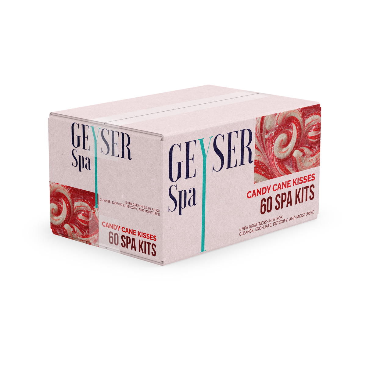 Geyser Spa 5 Step Pedicure Kit Candy Cane Kisses Case box