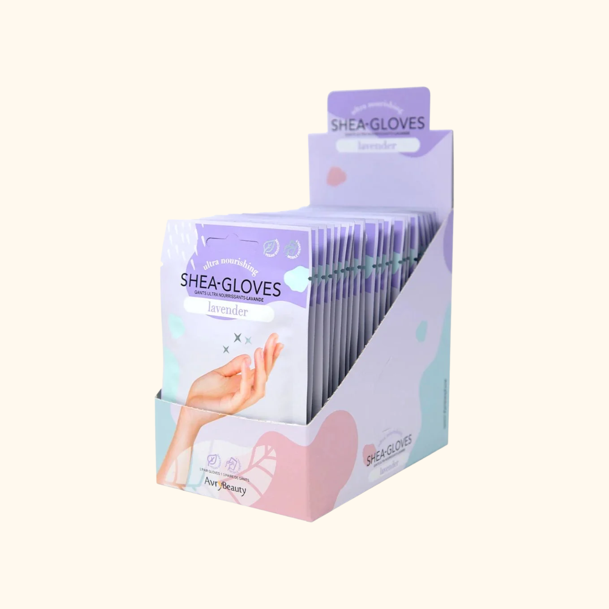 Avry Beauty Shea-Gloves Lavender box of 25 packs