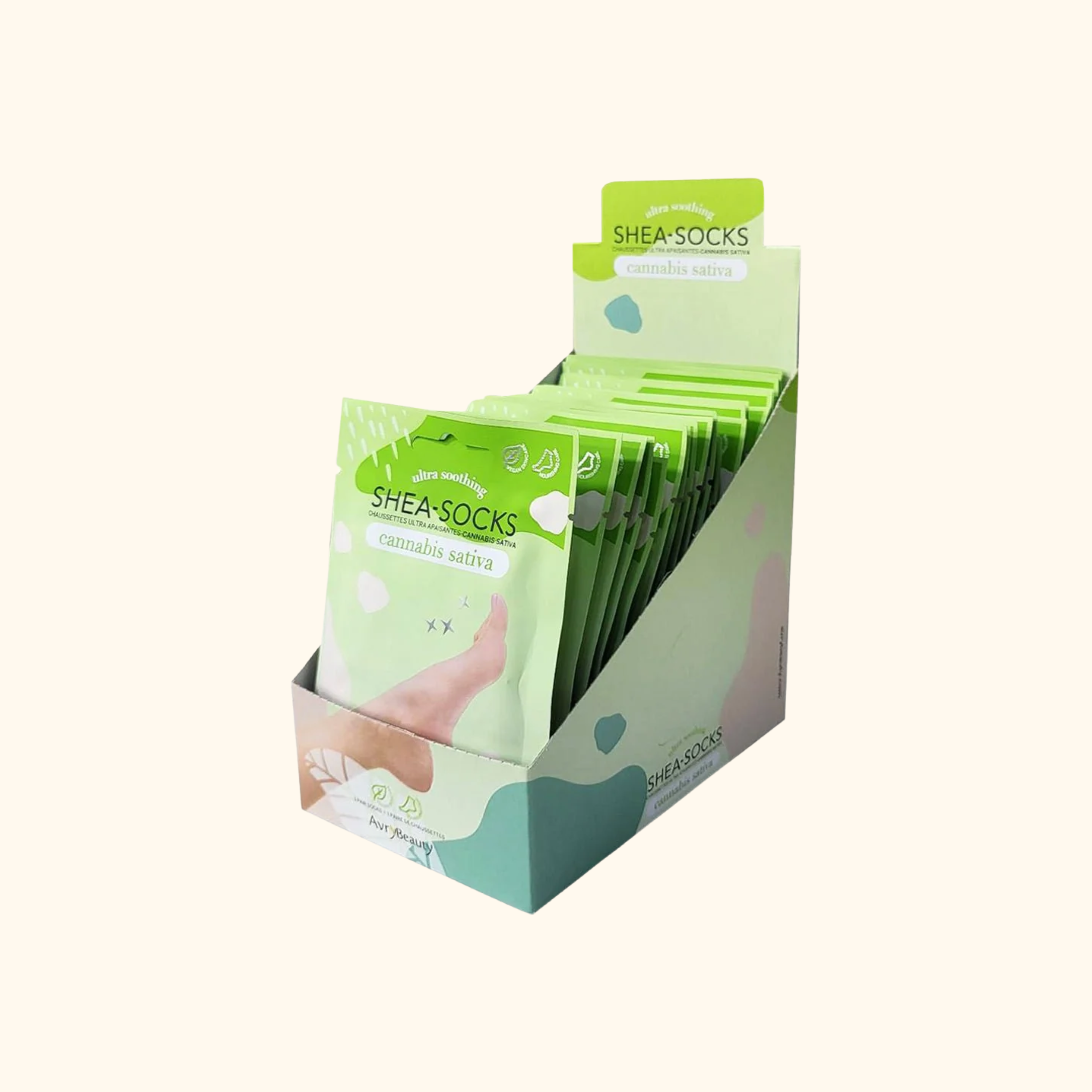 Avry Beauty Shea-Socks Cannabis Sativa box of 25 packs