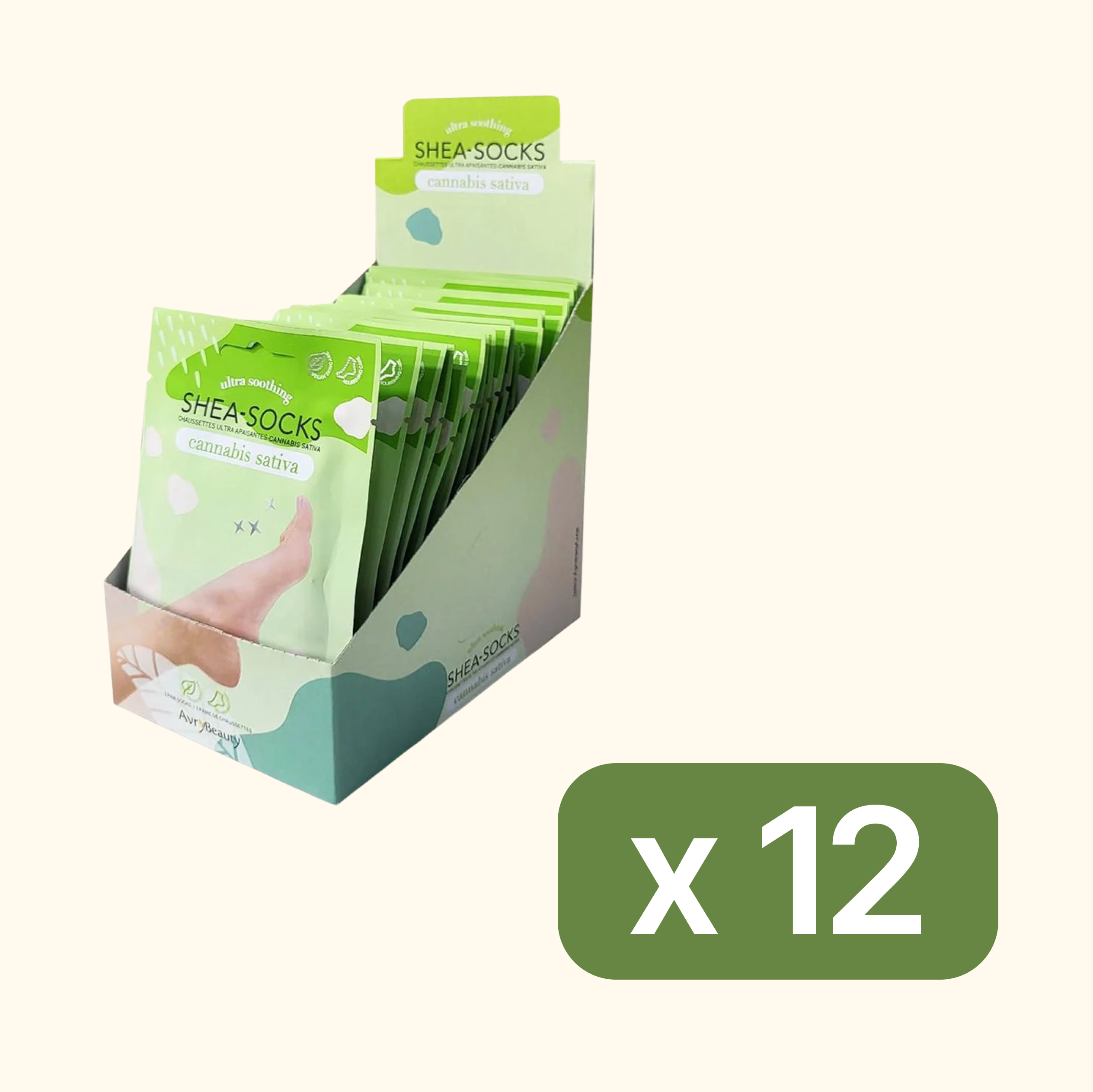 Avry Beauty Shea-Socks Cannabis Sativa case of 300 packs