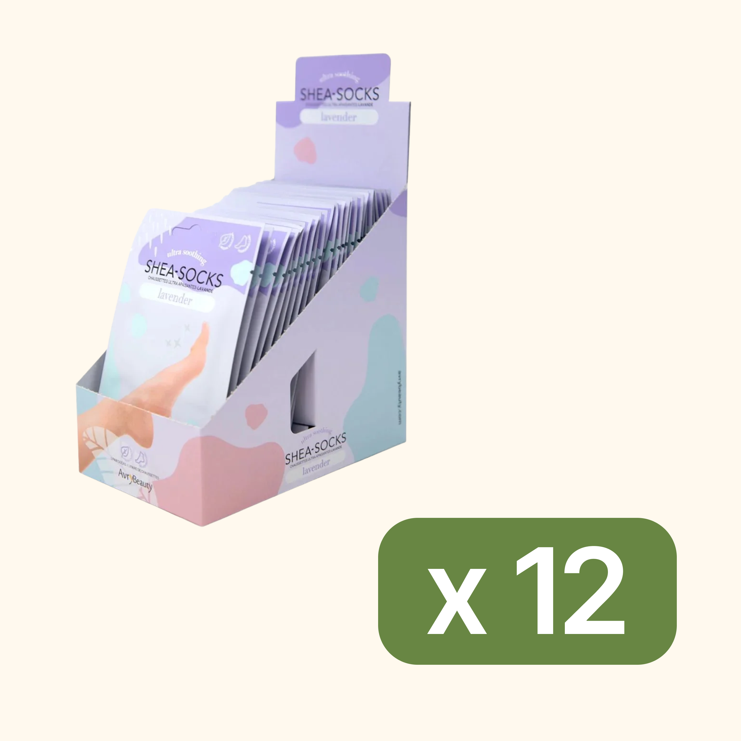 Avry Beauty Shea-Socks Lavender case of 300 packs