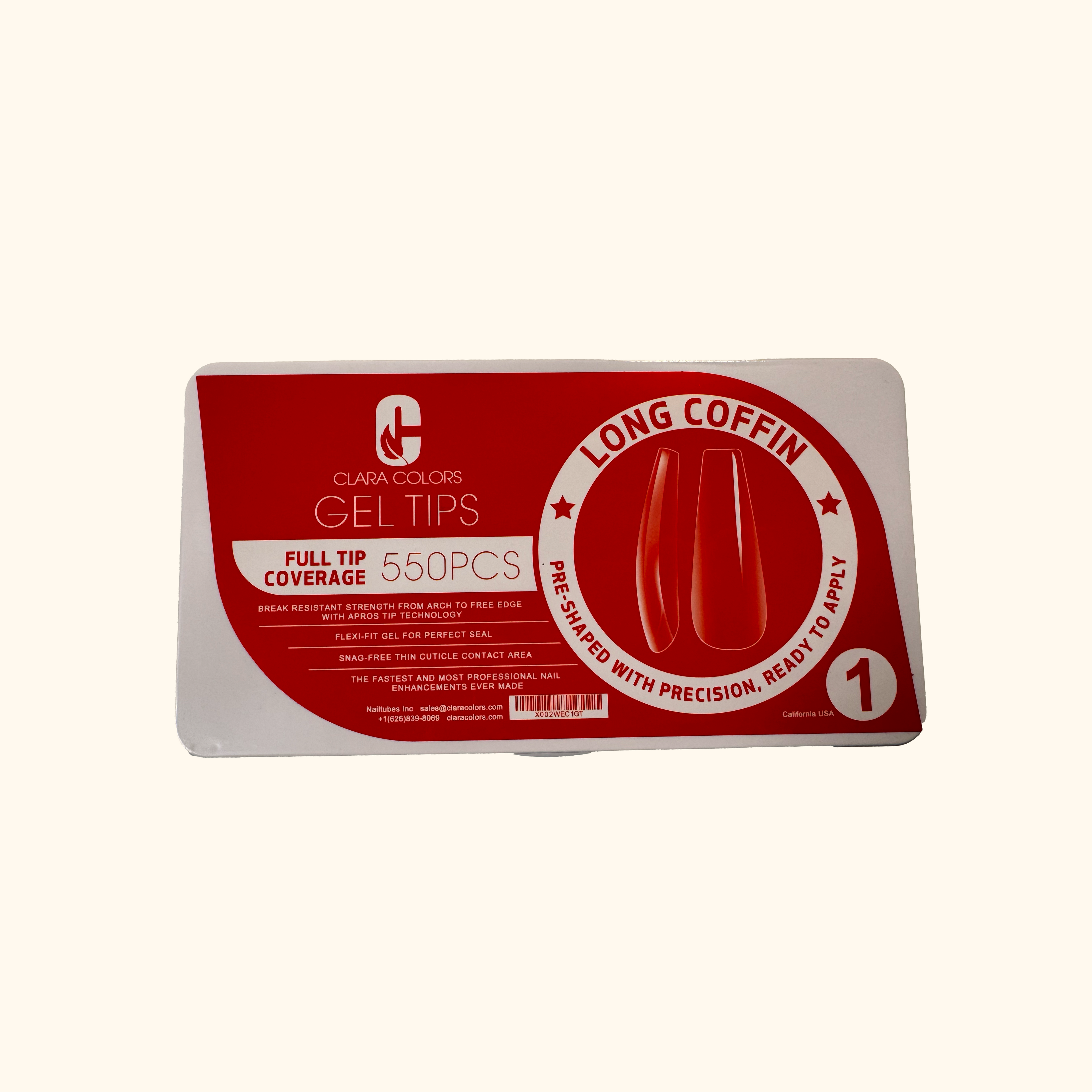 CLARA COLORS GEL TIPS (550 PCS, FULL TIP COVERAGE)