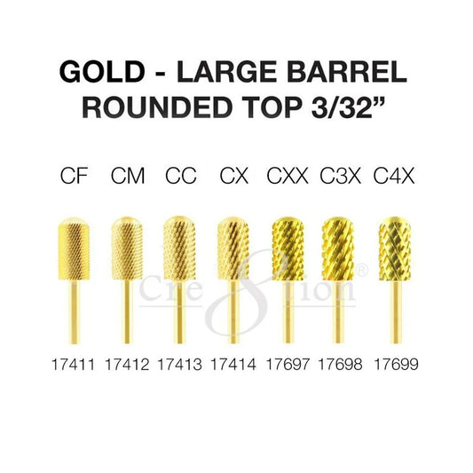 CRE8TION GOLD CARBIDE LARGE BARREL ROUND TOP 3/32"